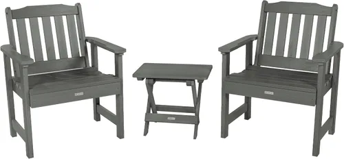 Vista 13 de Highwood AD-KITCHGL1-BKE Lehigh (2) sillas de jardín con mesa auxiliar plegable, color negro
