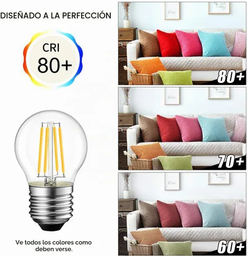Vista 6 de LVWIT Bombilla de filamento LED G14, equivalente a 60 W, blanco cálido de 4.5W-Transparente