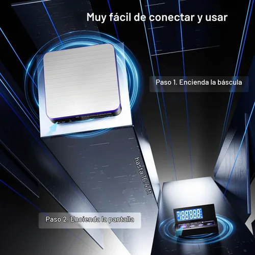Vista 4 de UNIWEIGH Báscula digital inalámbrica de envío postal 110lbs/0.1oz precisa, LCD plegable, báscula de paquetes con acero inoxidable/5 unidades/función