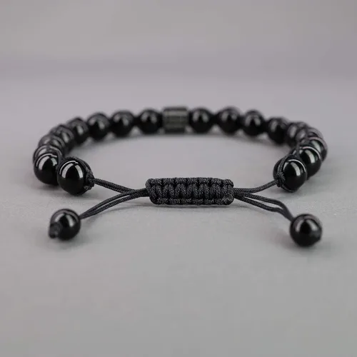 Vista 5 de COAI Pulsera de piedra turmalina negra pavimentada CZ
