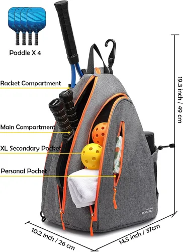 Vista 2 de Bolsas de pickleball para hombres y mujeres, bolsa de remo de pickleball deportiva, bolsa de pickleball ajustable con gancho para cerca, mochila