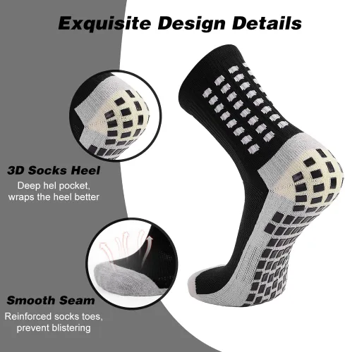 Vista 3 de Ukontagood Paquete de 812 calcetines de fútbol para hombre, antideslizantes, almohadillas de agarre antideslizantes para fútbol, baloncesto