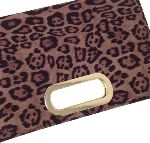 Vista 5 de JNB Embrague de leopardo pequeño con asa superior de ante sintético