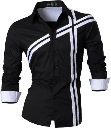 Vista 85 de jeansian - Camisas de manga larga de ajuste entallado para hombre (8397), con botones, informales y de vestir.