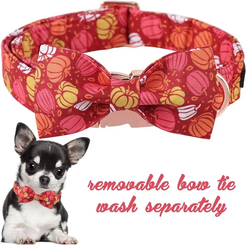 Vista 19 de Unique Style Paws Collar de perro de Halloween con lazo de algodón lindo pajarita para perros pequeños, medianos y grandes, vacaciones