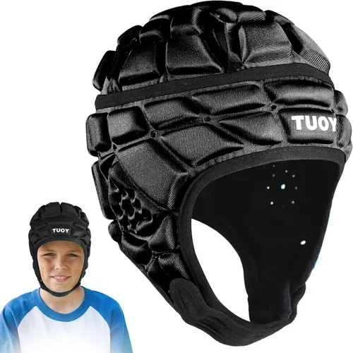 Vista 5 de Casco acolchado de carcasa suave, protección para la cabeza de rugby 7 v7 bandera de fútbol fútbol portero gorra protectora para niños, jóvenes