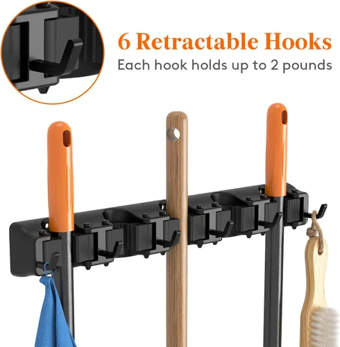Vista 4 de Lifewit Soporte de pared para fregona y escoba, colgador de escoba antideslizante para organización de cocina, organizador de suministros