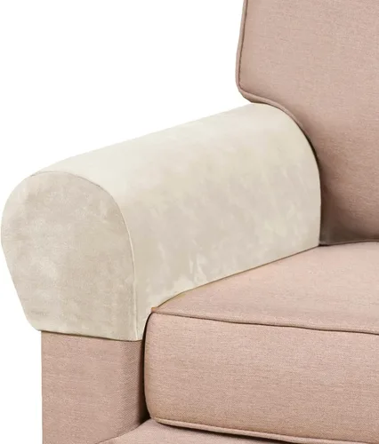Vista 10 de PrinceDeco 2 Pack Thick Velvet Stretch Armrest Covers for Chairs and Sofas, Non Slip, Blue
