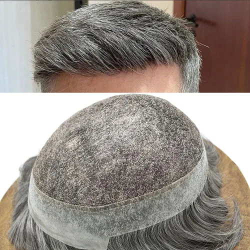 Vista 33 de Toupee For Men Real Human Hair Mens Toupee Hair Replacement System Swiss Lace Toupee For Men Natural Human Hair Piece Mens Toupee6*8"-90% density#2