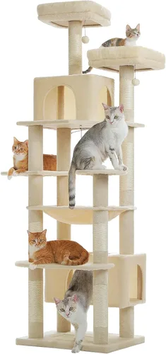 Vista 20 de PAWZ Road Árbol grande para gatos, torre para gatos de 72 pulgadas para gatos grandes, condominio para gatos con postes rascadores y almohadillas