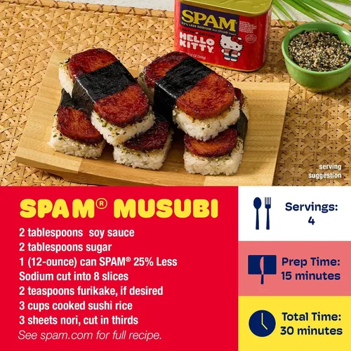 Vista 5 de SPAM 25% menos de carne enlatada de sodio, proteínas, alimentos estables