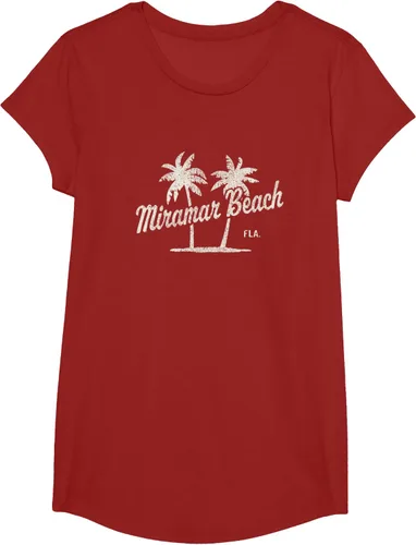 Vista 45 de Miramar Beach Florida Vintage 70s Palm Trees - Camiseta gráfica, Azul / Patchwork, S
