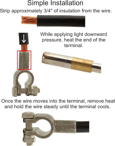 Vista 6 de Fastronix - Terminal de cable de batería sin crimpado, terminales de 1/2 pulgadas, calibre 1 y 2, paquete de 2