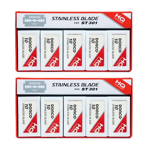 Vista 8 de Dorco Platinum ST300 - Cuchillas de afeitar de acero inoxidable, paquete de 10 hojas