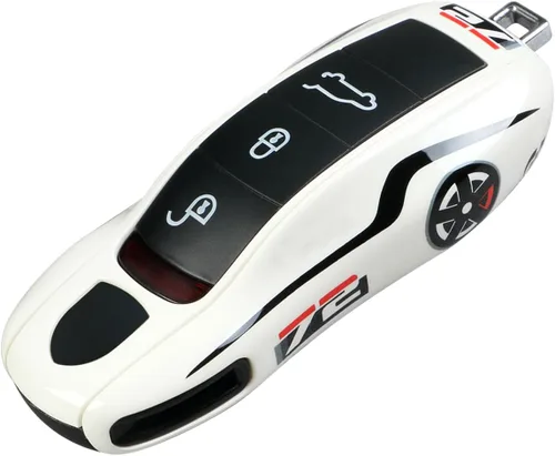 Vista 10 de Funda para llaves Porsche Panamera 911, llavero de protección de llave de coche para Porsche Cayenne Taycan Gris precise cutouts soft leather
