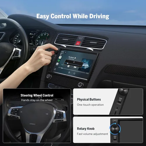Vista 3 de EONON - Estéreo de coche de 7'' de doble DIN, inalámbrico CarPlay y Android Auto, receptores de audio para coche con cámara de respaldo AHD, DSP