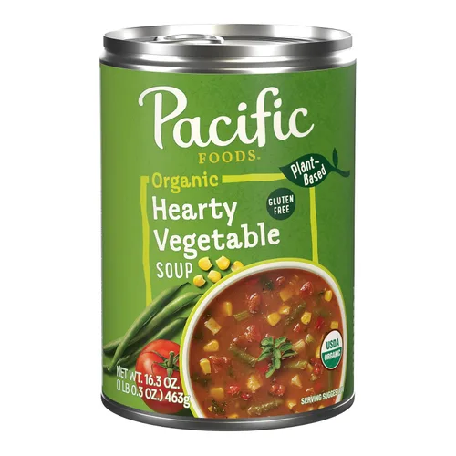 Vista 13 de Pacific Foods Caldo de pollo orgánico estilo griego con orzo, limón y hierba, lata de 16.1 oz