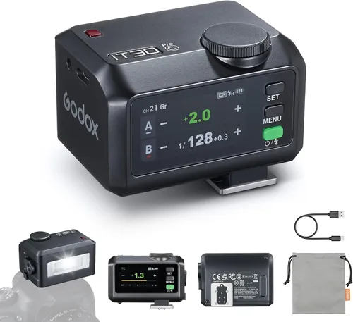Vista 11 de Godox iT30Pro O iT30Pro-O Flash para Olympus, 2.4G Mini Olympus Flash HSS 1/8000s, pantalla táctil a todo color de 2.8", 560 destellos de potencia