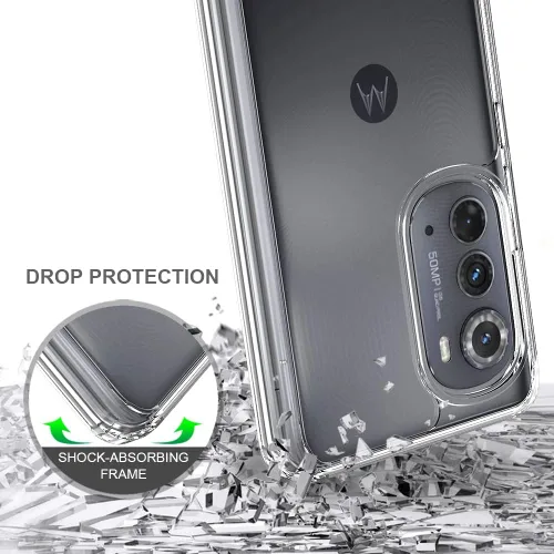 Vista 4 de Kowauri Funda transparente para Motorola Moto Edge 2022 - Parte trasera de policarbonato duro con parachoques delgado de TPU, cubierta protectora a