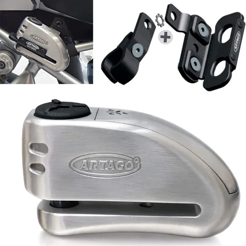 Vista 10 de ARTAGO 32 Cerradura de disco para motocicleta de última generación 2 en 1 Alarma inteligente, 120 dB, advertencia de no toque Exclusivo bloqueo