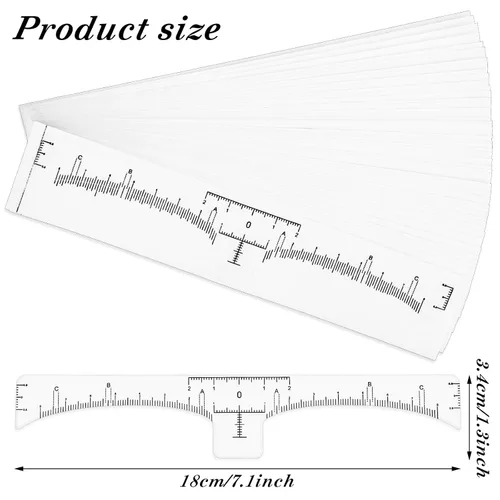 Vista 3 de 50 plantillas de regla de cejas, calcomanías desechables Abeillo para regla de cejas, plantilla de cejas de microblading, herramienta moldeadora
