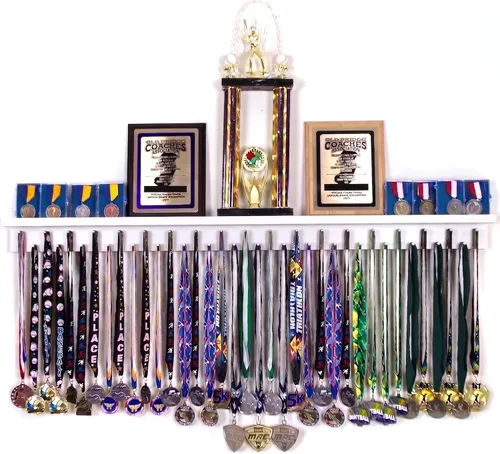 Vista 10 de Estante para medallas de 4 pies - Colgador de medallas Premier, estante expositor y estante para trofeos para gimnasia, fútbol, baloncesto, fútbol