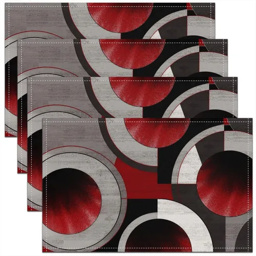 Vista 44 de Modern Circles - Juego de 4 manteles individuales de 12 x 18 pulgadas, patrón geométrico abstracto, decorativo, para niños, adolescentes y adultos