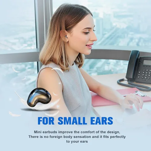 Vista 4 de Loluka Auriculares invisibles inalámbricos Bluetooth, discretos y pequeños ocultos con Bluetooth para el trabajo, auriculares inalámbricos