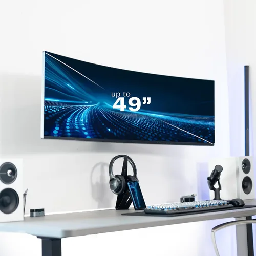 Vista 2 de VIVO Soporte de pared para monitor ultra ancho de movimiento completo, se adapta a pantallas ultra anchas de hasta 49 pulgadas y 44 libras, brazo