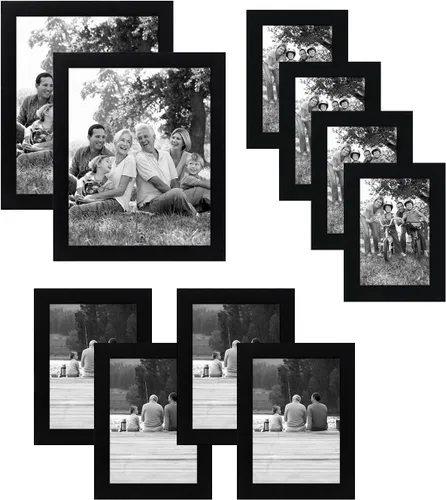 Vista 7 de Americanflat Juego de 10 marcos de fotos con vidrio inastillable, juego de marcos de pared para galería con dos marcos de 8 x 10, cuatro de 5 x 7