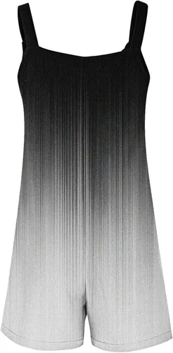 Vista 4 de Lindo overol pequeño para mujer, casual, verano, sin mangas, degradado, con bolsillos, para mujer
