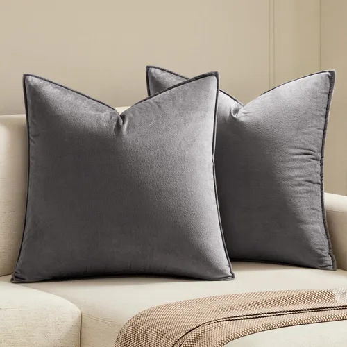 Vista 25 de MIULEE Paquete de 2 fundas de cojín decorativas de terciopelo suave, cuadradas, unicolor, para sofá, dormitorio, automóvil, 16 x 16 pulgadas