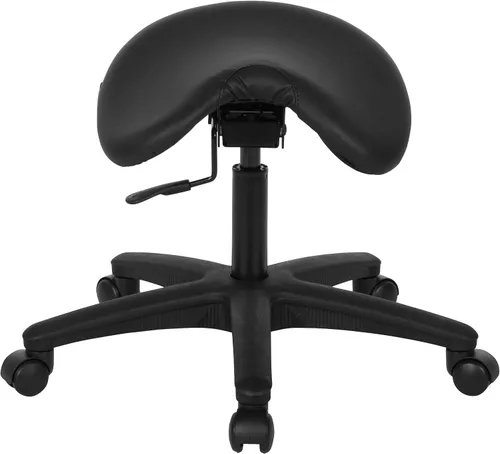 Vista 7 de Silla de dibujo Office Star con asiento sin respaldo y ajuste de ángulo, ajuste neumático de altura de 19 a 24 pulgadas, vinilo negro