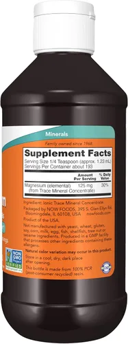 Vista 2 de NOW Suplementos, magnesio líquido con traza mineral, soporte del sistema nervioso*, 8 onzas