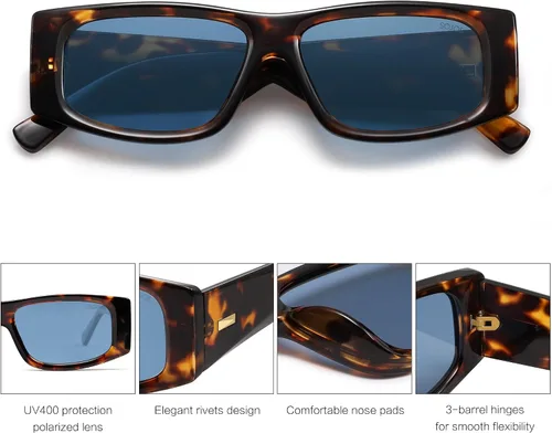 Vista 24 de SOJOS Gafas de sol polarizadas rectangulares Y2K de moda para mujeres y hombres, gafas de sol rave de diseñador de moda SJ2228