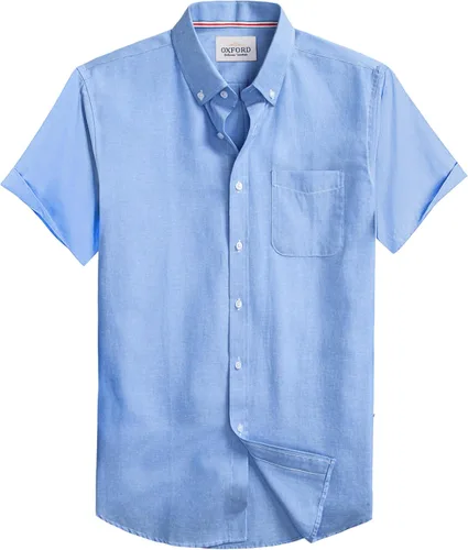 Vista 19 de Camisa Oxford para hombre de manga corta de ajuste normal, camisa casual con botones y bolsillo
