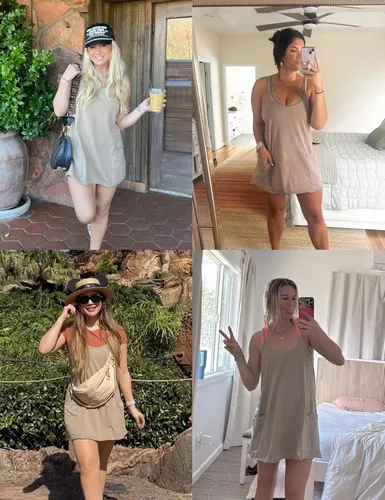 Vista 3 de Vestido deportivo sin mangas para mujer, minivestido con tirantes delgados y pantalones cortos