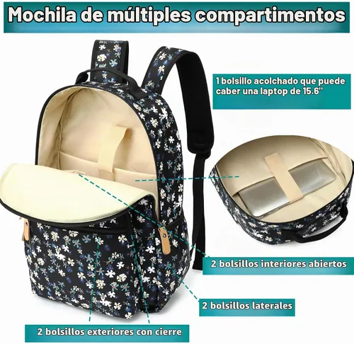 Vista 4 de Leaper Linda Mochila Campus Mujeres: Una Bolsa 7 Estilos, 90% Outfits 22 Piña beige