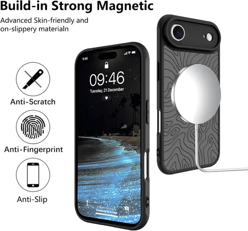 Vista 51 de KANGHAR - Funda compatible con iPhone 11, diseño de leopardo negro, textura de neumático antideslizante, a prueba de golpes, funda protectora