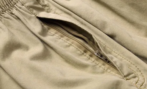 Vista 7 de Pantalones cortos de sarga de algodón ligero para hombre, con cintura elástica y cordón