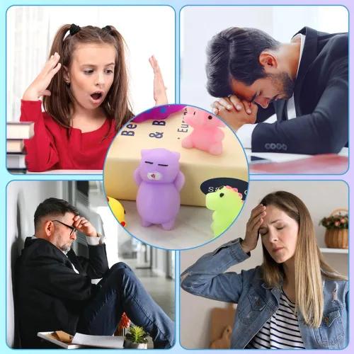 Vista 4 de KINGYAO Squishies juguete blando 24 piezas, recuerdos de fiesta para niños, juguete blando Mochi, juguete moji para niños, mini juguetes Kawaii