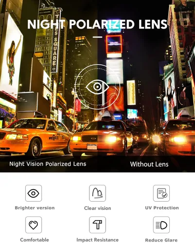 Vista 4 de Barcur Gafas de visión nocturna para conducir lentes amarillas polarizadas HD antirreflejos