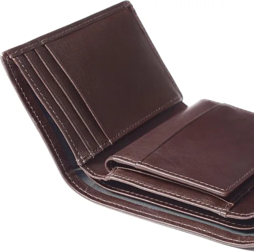 Vista 6 de Leatherology Trifold de caoba premium con cartera para tarjetas, amplio almacenamiento, funda extraíble para tarjetas, doble compartimento