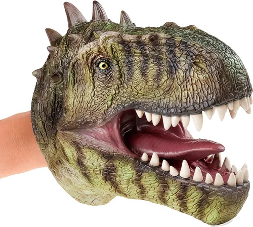 Vista 11 de Gemini&Genius Juguetes de dinosaurio Tyrannosaurus Rex marionetas de mano grandes de goma suave T-Rex cabeza de mano marioneta de mano juguetes