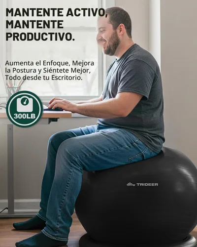 Vista 3 de Trideer Exercise Ball Chair with Bands, Stability Ball for Office & Fitness