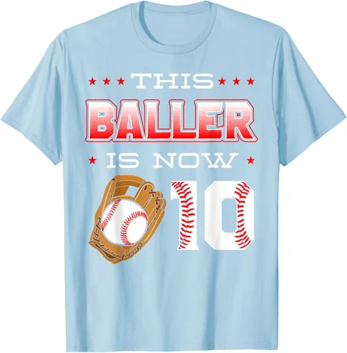 Vista 82 de This Baller Is Now 10 - Camiseta de béisbol para fiesta temática de cumpleaños número 10, Negro