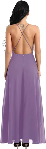 Vista 3 de YiZYiF - Vestido de fiesta de gasa para mujer, sin espalda