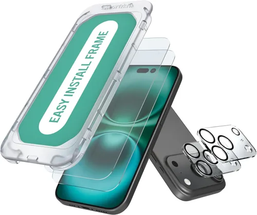 Vista 15 de Smartish® Protector de pantalla de privacidad para iPhone 17 + Cubiertas para lentes de cámara - Tuff Sheet - Paquete de 2 vidrio templado