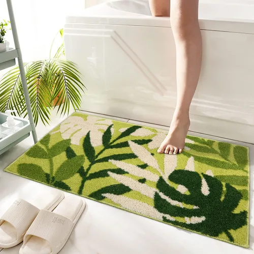 Vista 20 de Hi Space Alfombras de baño de 24 x 16 pulgadas con hojas para baño, antideslizante, lavable a máquina, suave, absorbente, bonita alfombra de baño