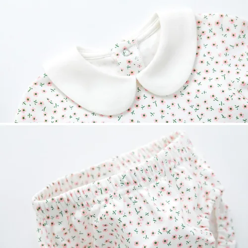 Vista 3 de pureborn Vestido para niña pequeña con Bloomer de manga corta y larga con cubierta de pañal